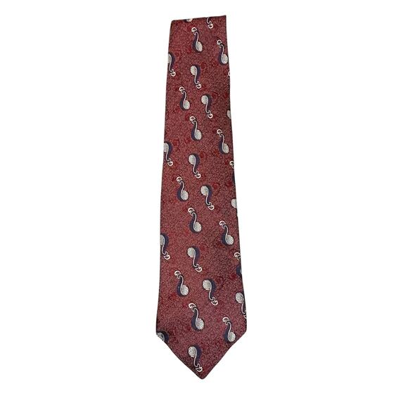 City of London by Ferrell Reed Mens Tie Burgundy Geometric 100% Silk NeckTie - Picture 1 of 7